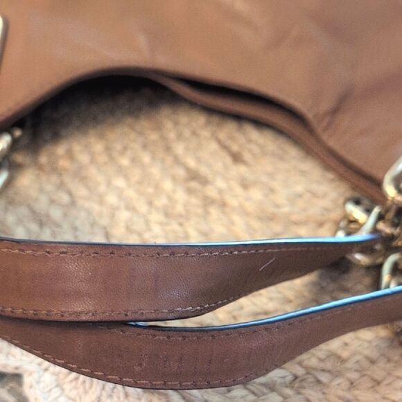 Michael Kors Lilly Walnut Soft Leather Gold Chain Strap Tote Shoulder Bag - Picture 11 of 14